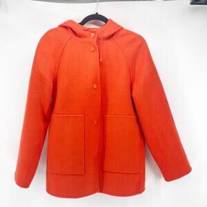 Banana Republic Double-Faced Hooded Jacket wool blend orange boxy fit sz S